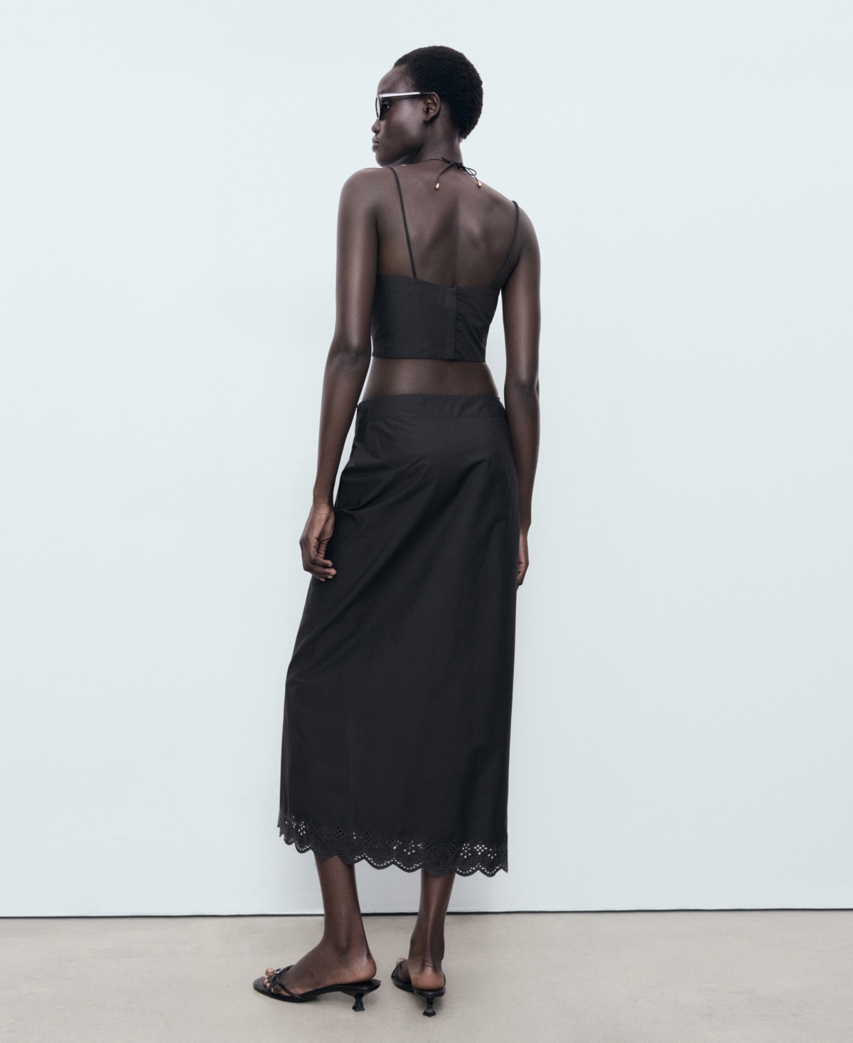 Mango Women's Embroidered Cotton Skirt In Black