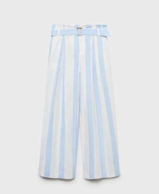 Women's Belt Striped Culotte Pants