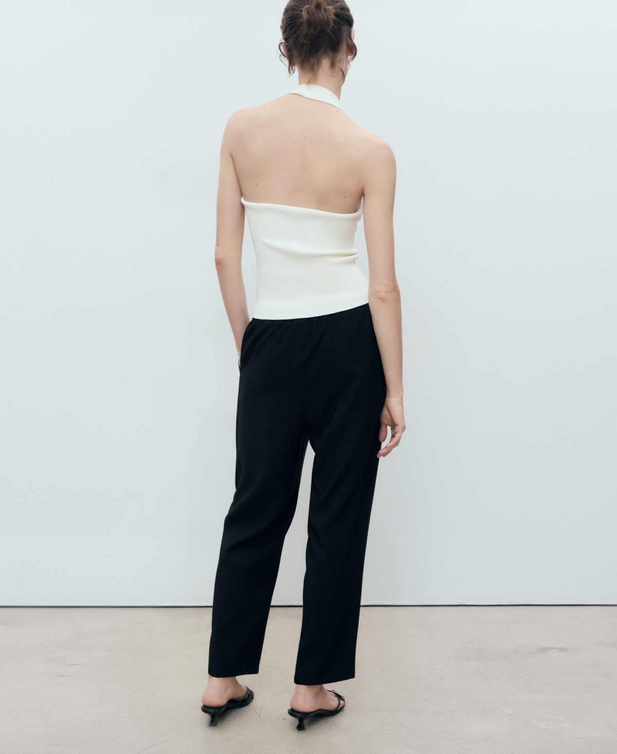 Mango Flowy Drawstring Pants In Black