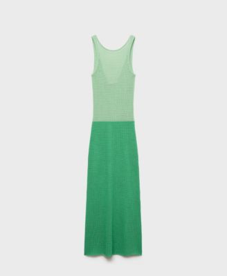 MANGO - Women's Long Two-Tone Crochet Dress