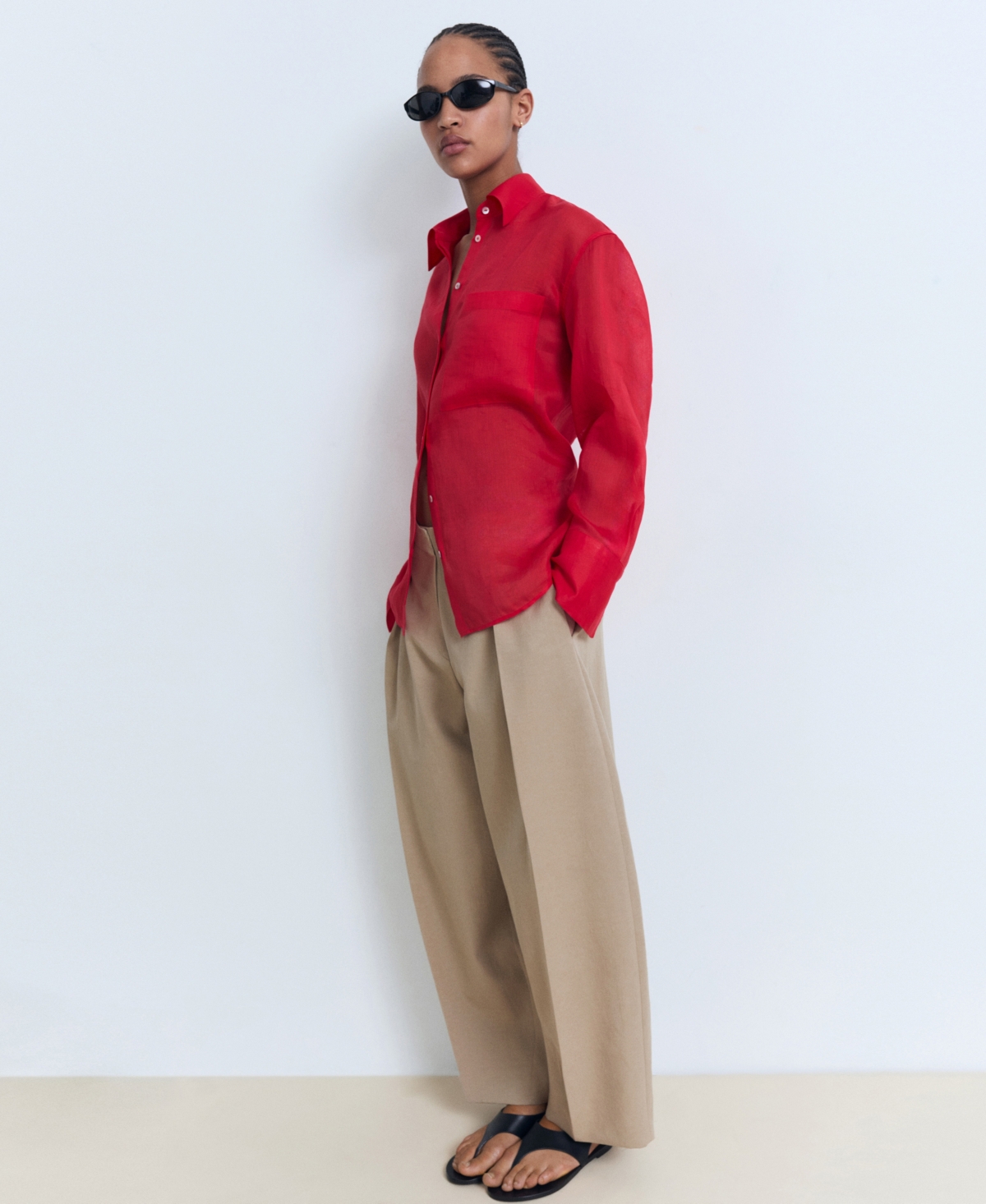 Mango Women's Linen-blend Balloon Pants In Brown