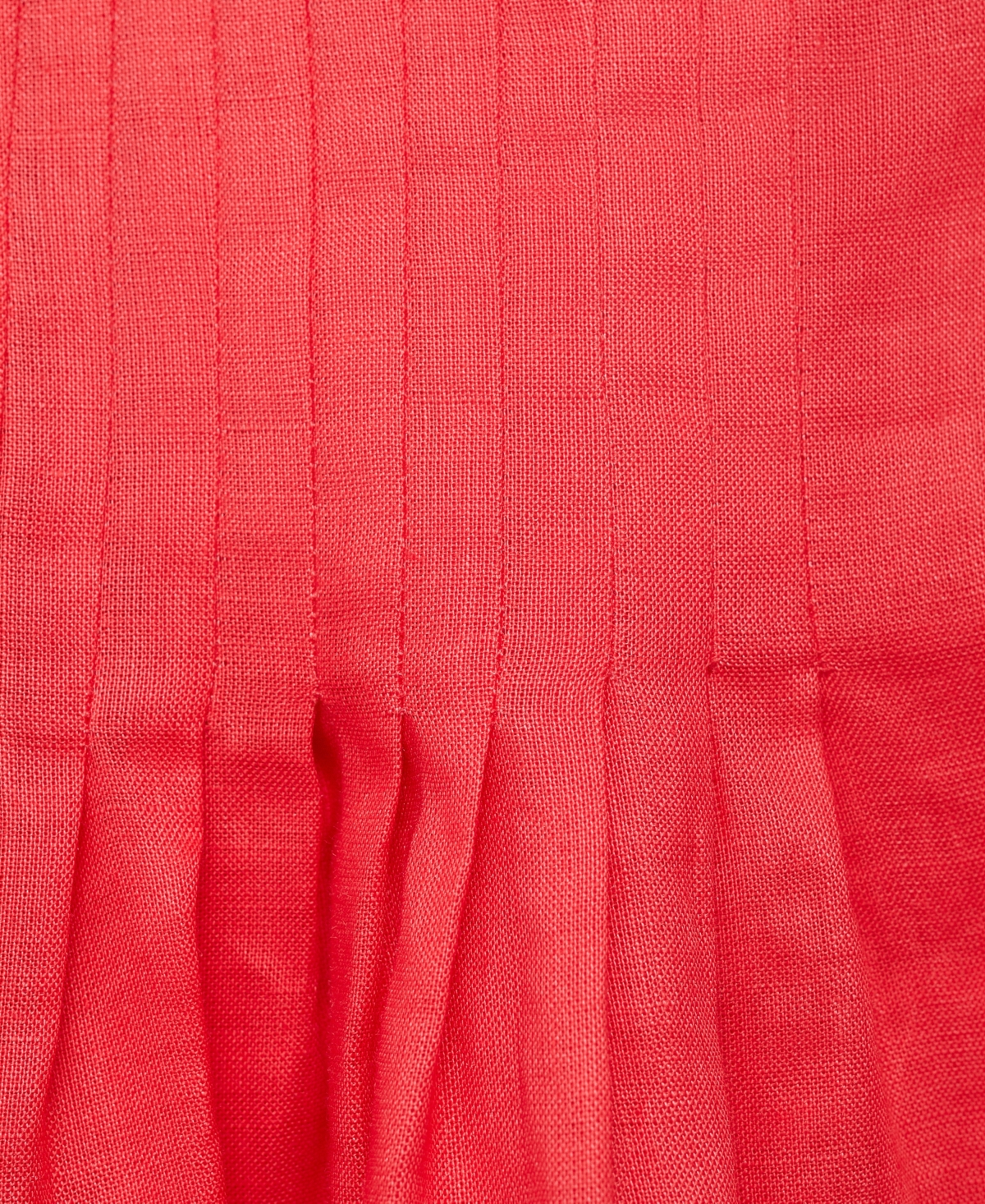 Mango Pleated Ramie Midi Skirt In Red