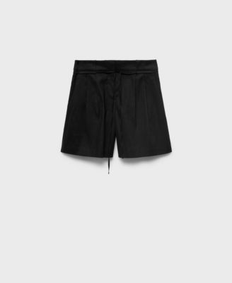 Women's Bow Belt Linen Shorts