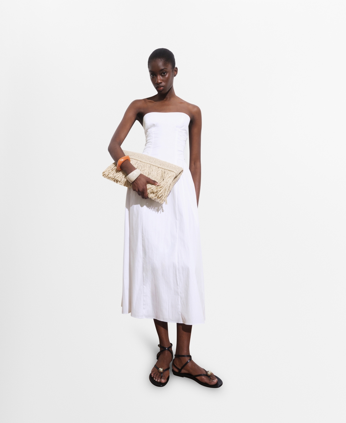 Mango Women's Strapless Midi Dress In White