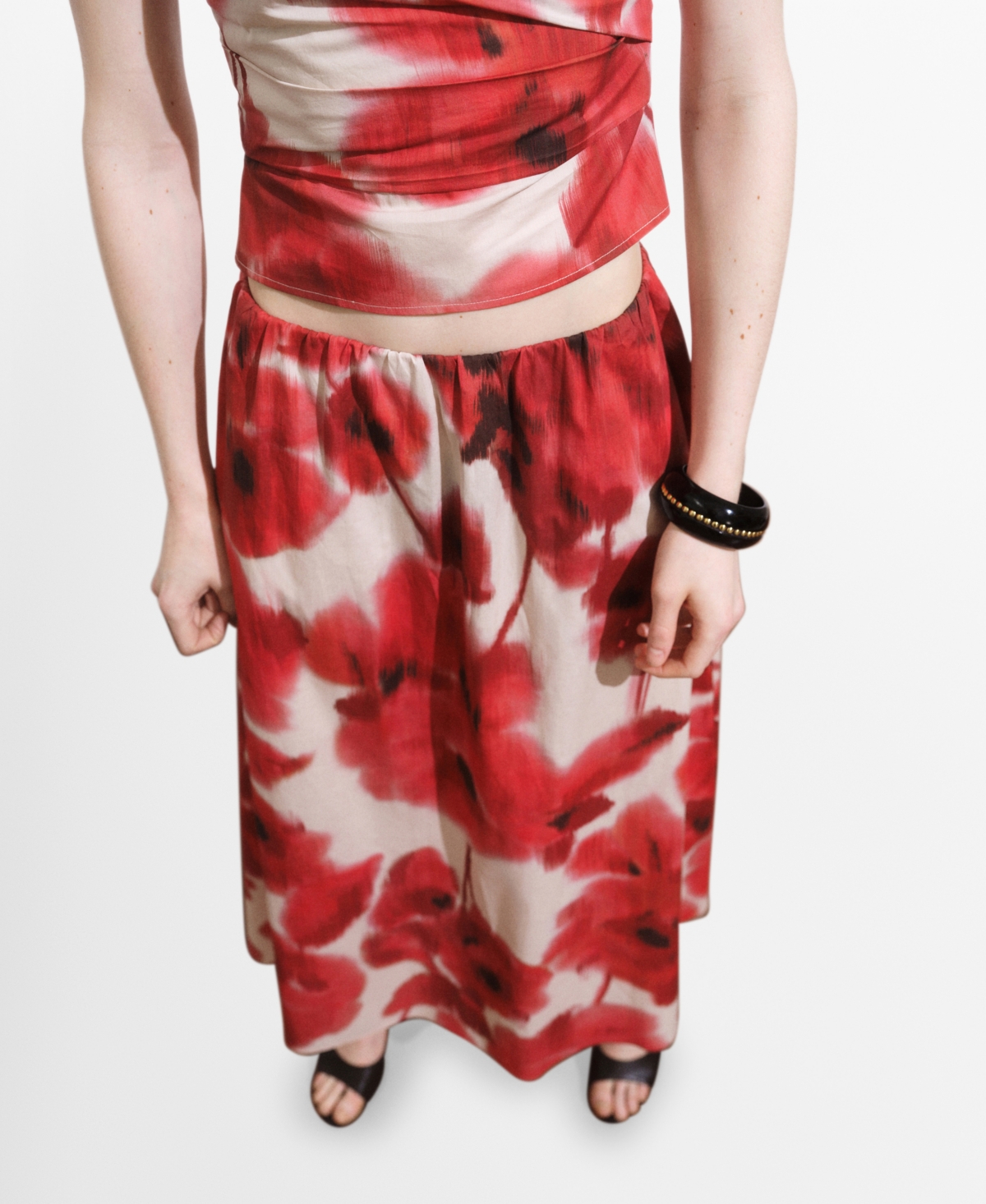 Mango Women's Floral Midi Skirt