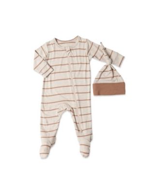 Baby Grey By Everly Grey Baby Boys Grey by Everly Grey Neutral Jersey Long Sleeve Footie Hat Set - Mocha stripe 38$
