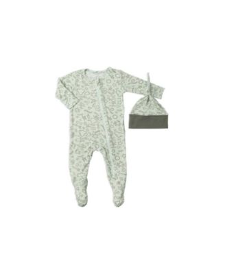 Baby Grey By Everly Grey Baby Boys Grey by Everly Grey Neutral Jersey Long Sleeve Footie Hat Set - Sage doodle 19$