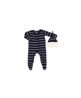 Baby Grey By Everly Grey Baby Boys Grey by Everly Grey Neutral Jersey Long Sleeve Footie Hat Set - Navy stripe 38$
