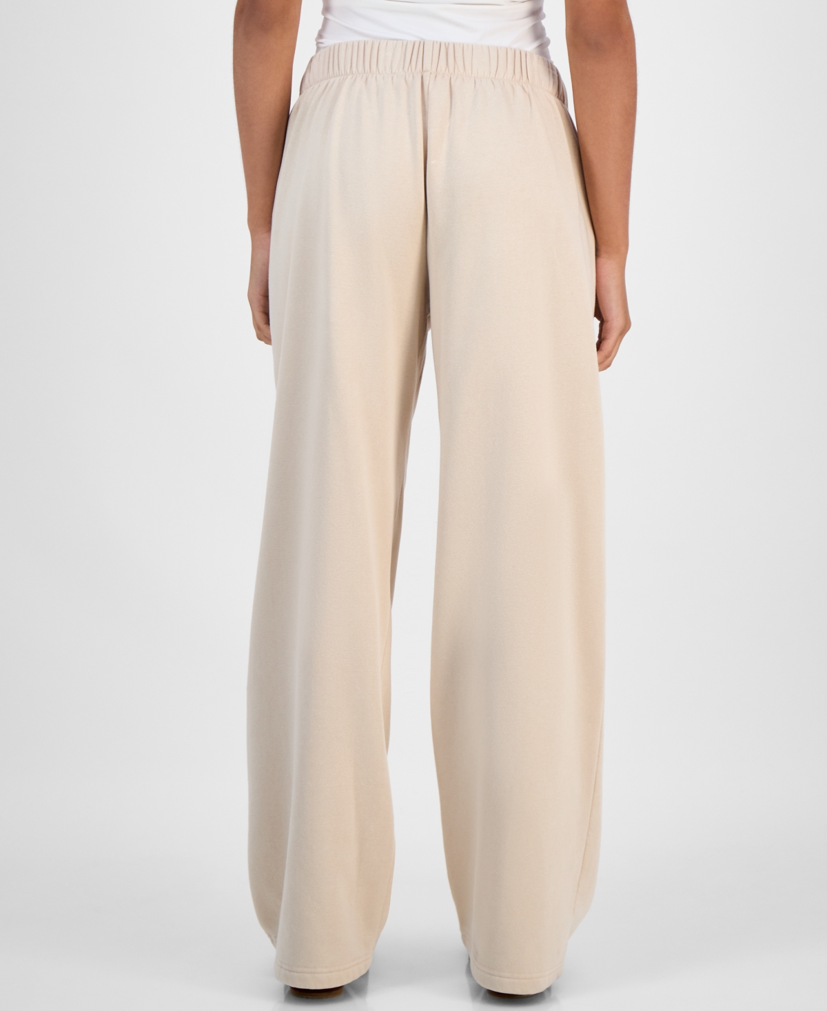 Hippie Rose Juniors' Mid-rise Pleat-front Trouser Fleece Pants In Neutral