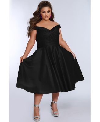 Women's Off-The-Shoulder Pleated Plus Size Party Dress