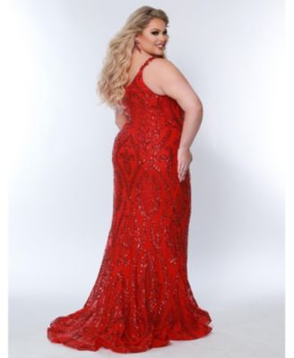 Women's Scoop Neck Fitted Sequin Evening Gown