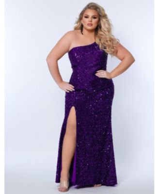 Women's One-Shoulder Sequin Evening Gown