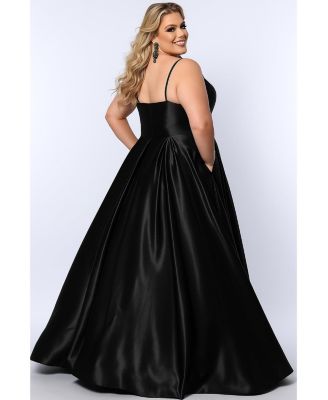 Women's Satin A-Line V-Neck Evening Gown