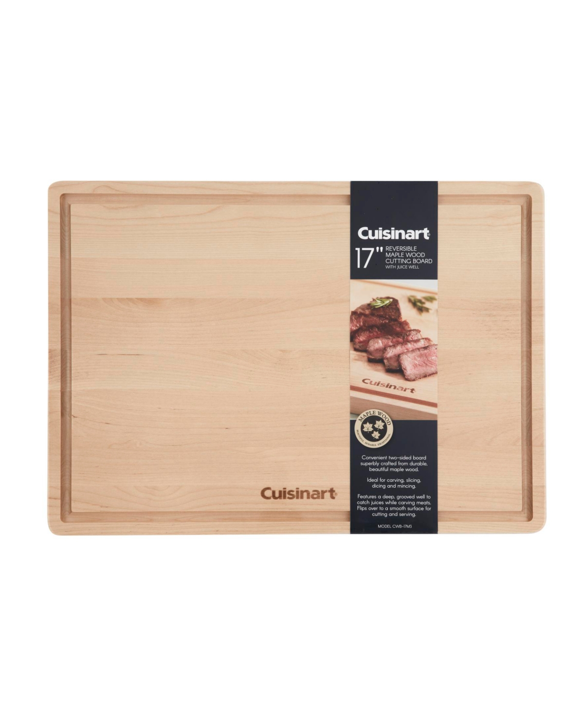 Cuisinart 17" Reversible Maple Wood Cutting In Brown