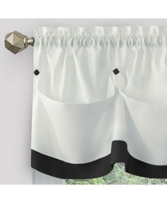 Country Farmhouse Living Solid Colored Button Tuck Window Valance - 56in W x 14in L, Linen