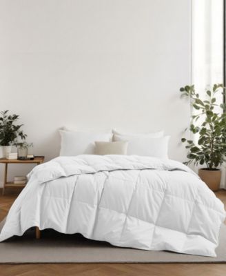 Lightweight White Goose Down Feather Fiber Comforter, Full/Queen