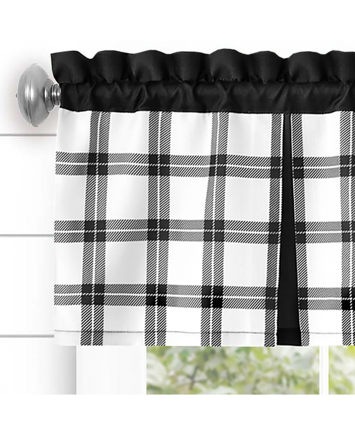 Kate Aurora Windowpane Plaid Country Farmhouse Rod Pocket Window Valance - Burgundy