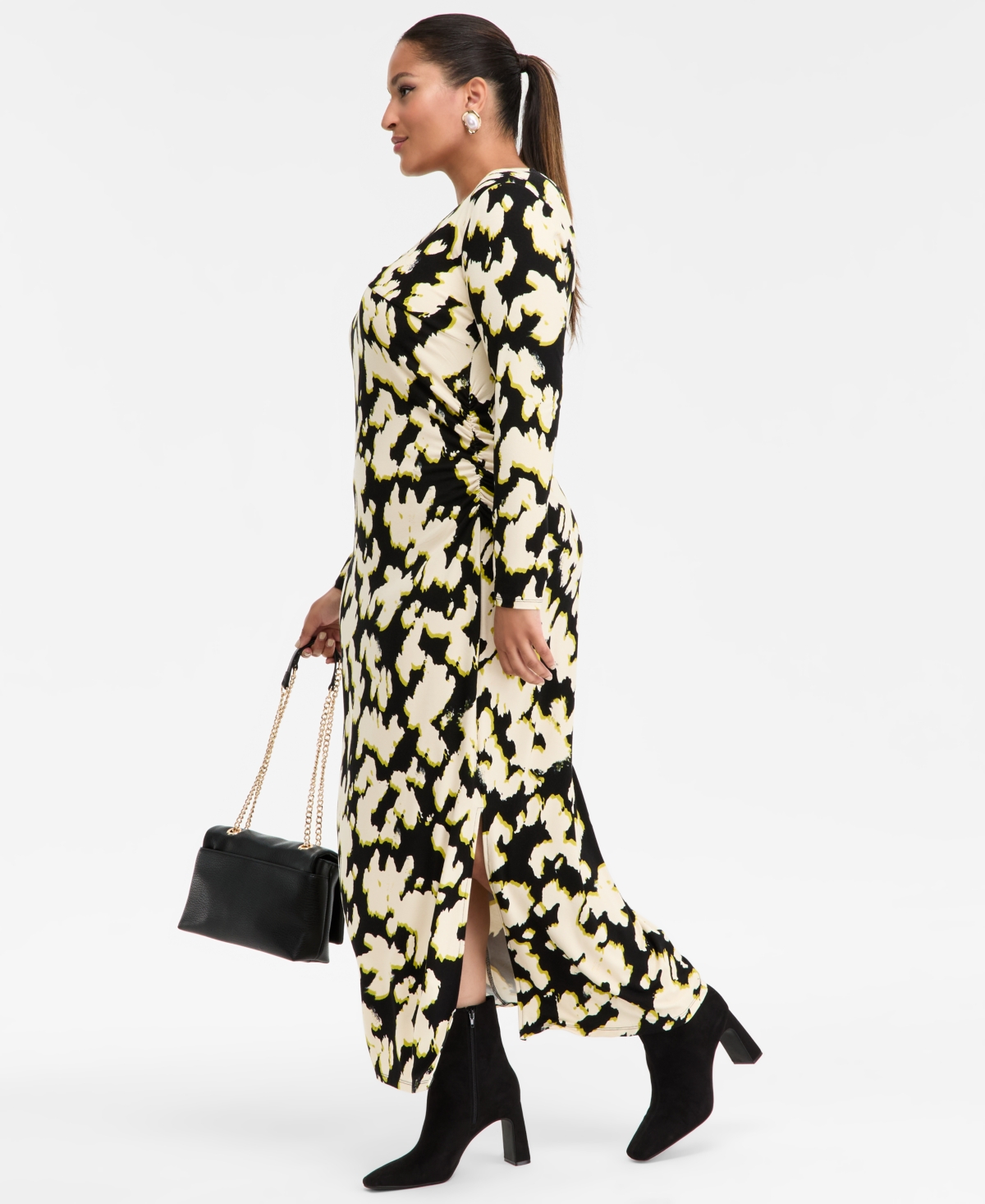 Inc International Concepts Plus Size Printed Crossover-neck Maxi Dress, Macy's Exclusive In Multi