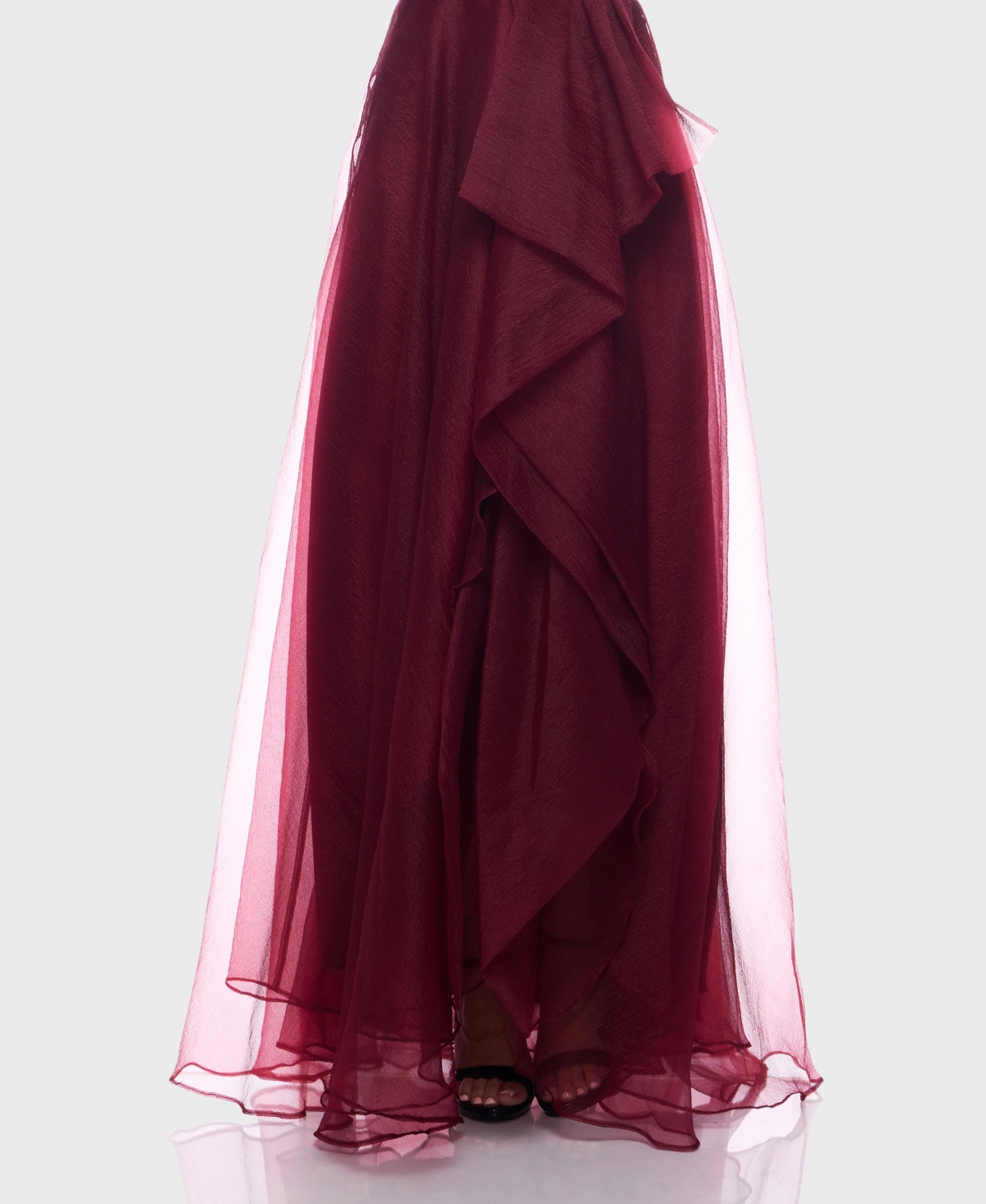 B Darlin Juniors' Asymmetric Drape Strapless Ball Gown, Created For Macy's In Burgundy