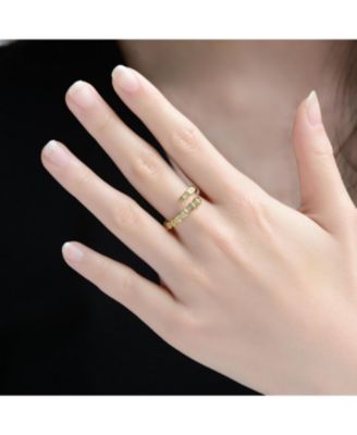 14K Gold Plated with Clear Cubic Zirconia Modern Bypass Ring