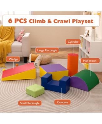 Toddler 6 PCS Climber Play Set Indoor Foam Climb & Crawl Activity Blocks w/ Cover