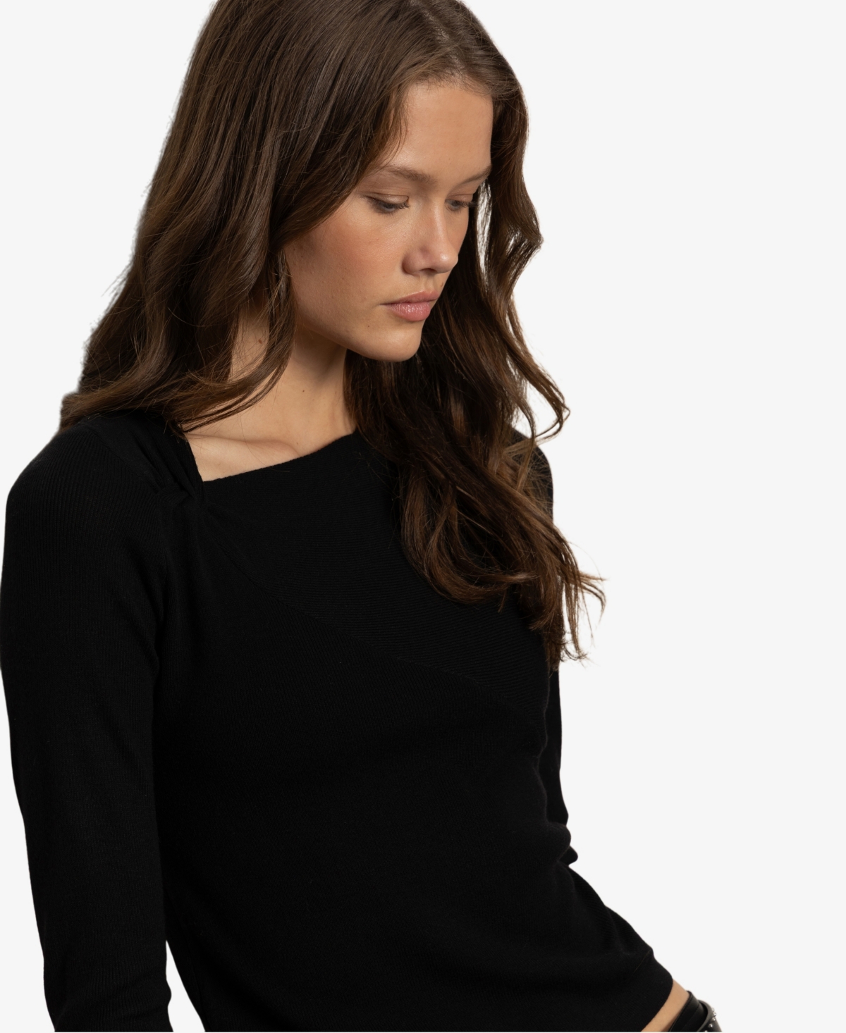Sanctuary Twist Detail Knit Top In Black