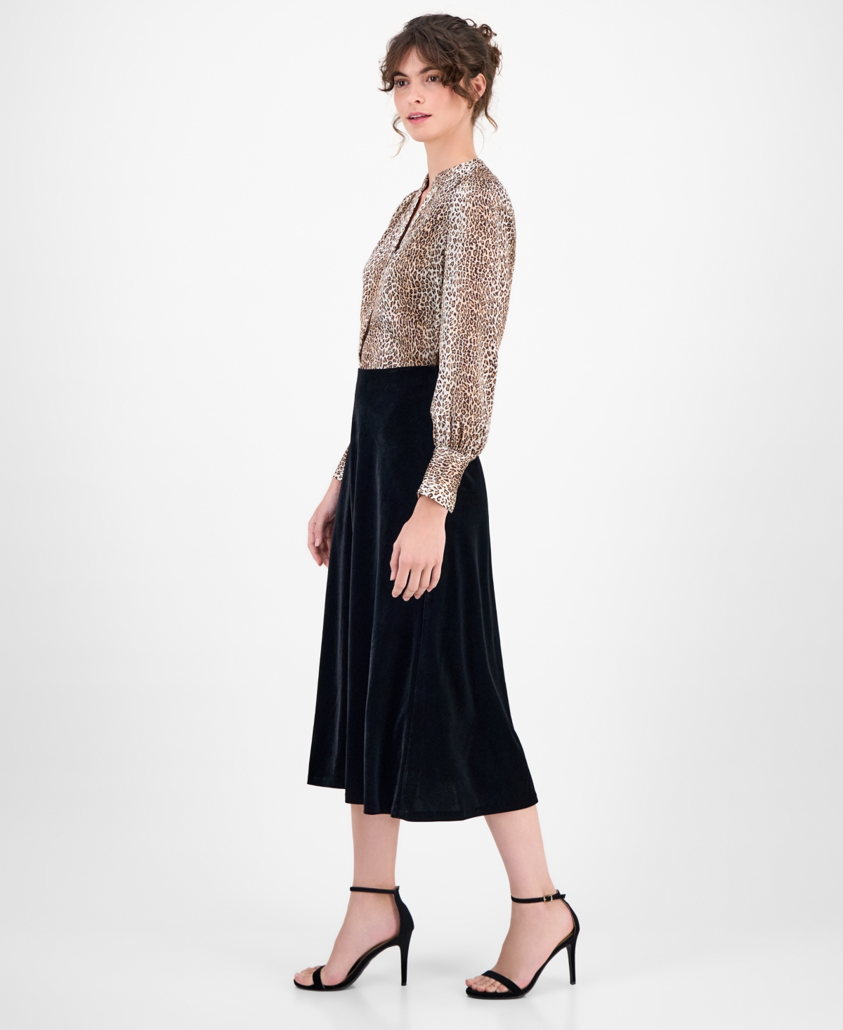Anne Klein Women's Velvet Midi Skirt In Black