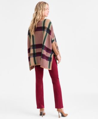 Jones New York Womens Drop Shoulder Turtleneck Sweater Lexington Ankle Length Straight Jeans In Brown