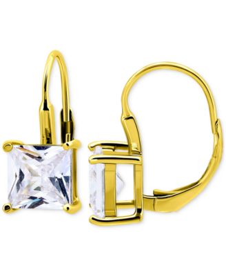 Cubic Zirconia Square Leverback Drop Earrings in 18k Gold-Plated Sterling Silver, Macy's Exclusive