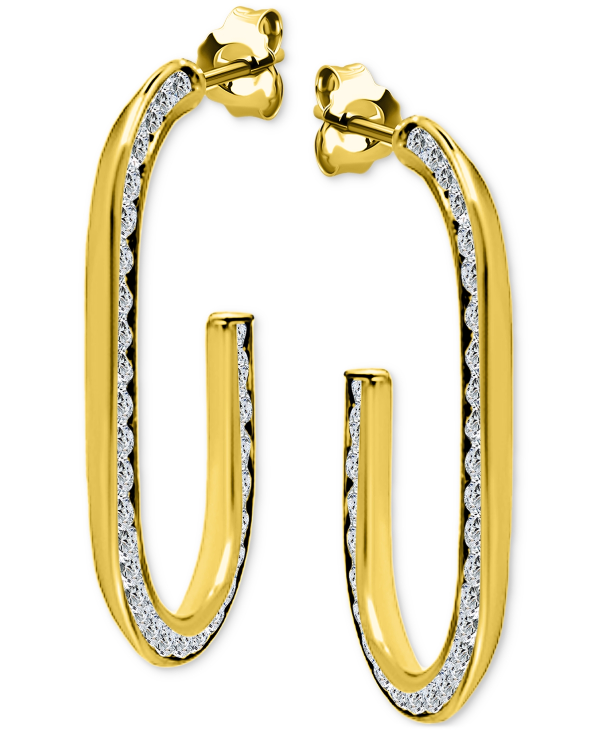 Giani Bernini Cubic Zirconia Channel-set Oval Hoop Earrings In Sterling Silver, Exclusively At Macy's In Gold