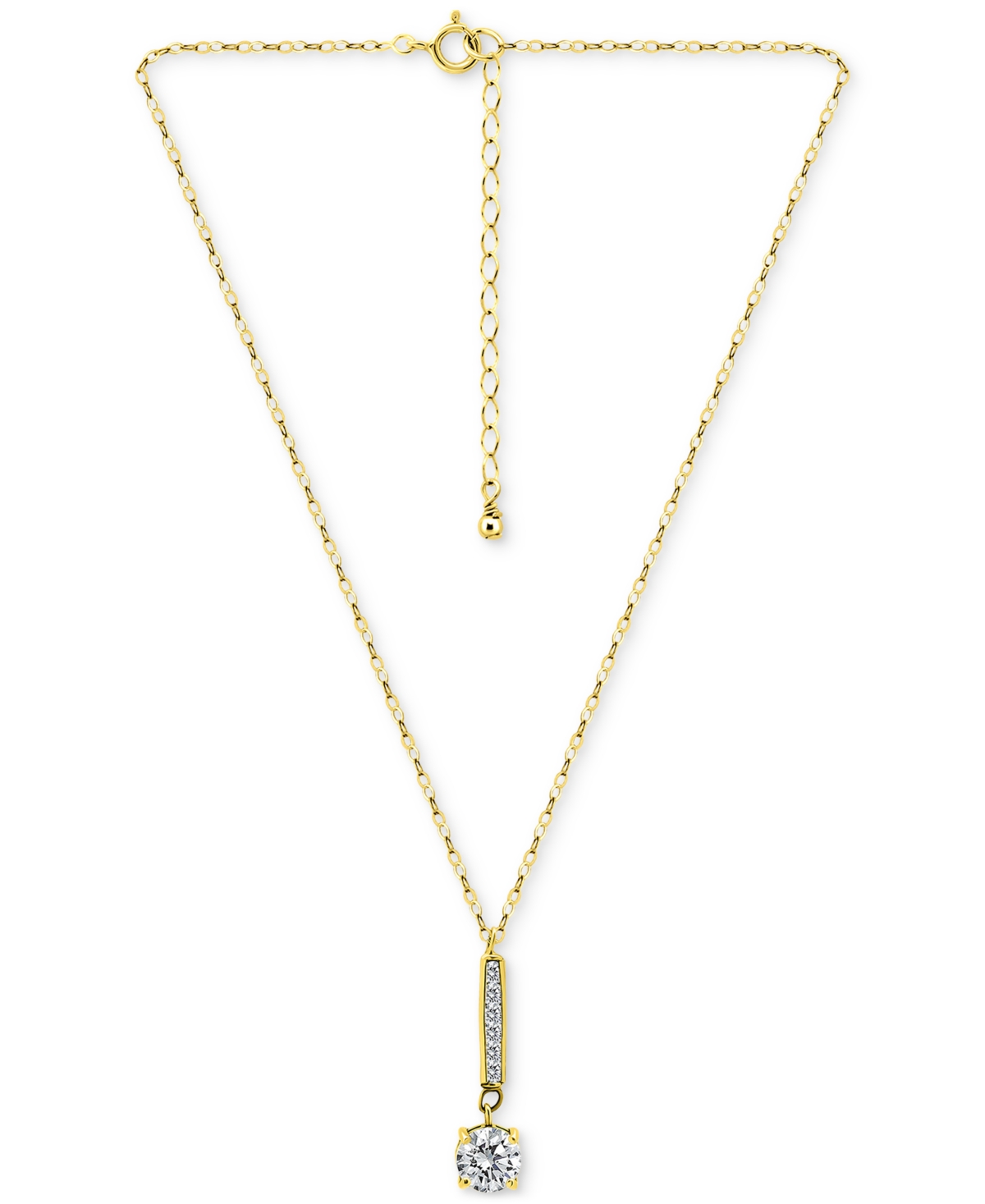 Giani Bernini Round Cubic Zirconia Bar Drop Pendant Necklace, 16" + 2" Extender, Macy's Exclusive In Gold