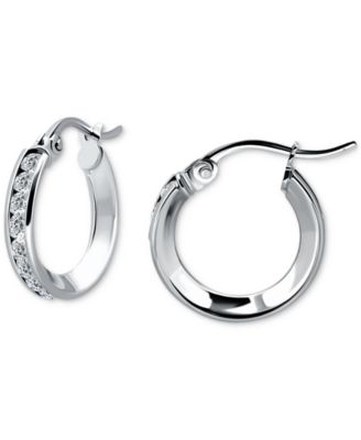 Giani Bernini - Cubic Zirconia Small Hoop Earrings in Sterling Silver, 0.625"