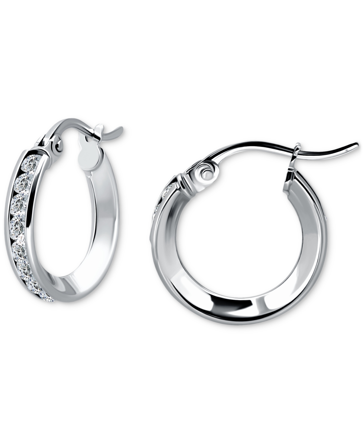 Giani Bernini Cubic Zirconia Small Hoop Earrings In Sterling Silver, 0.625", Macy's Exclusive In Silver
