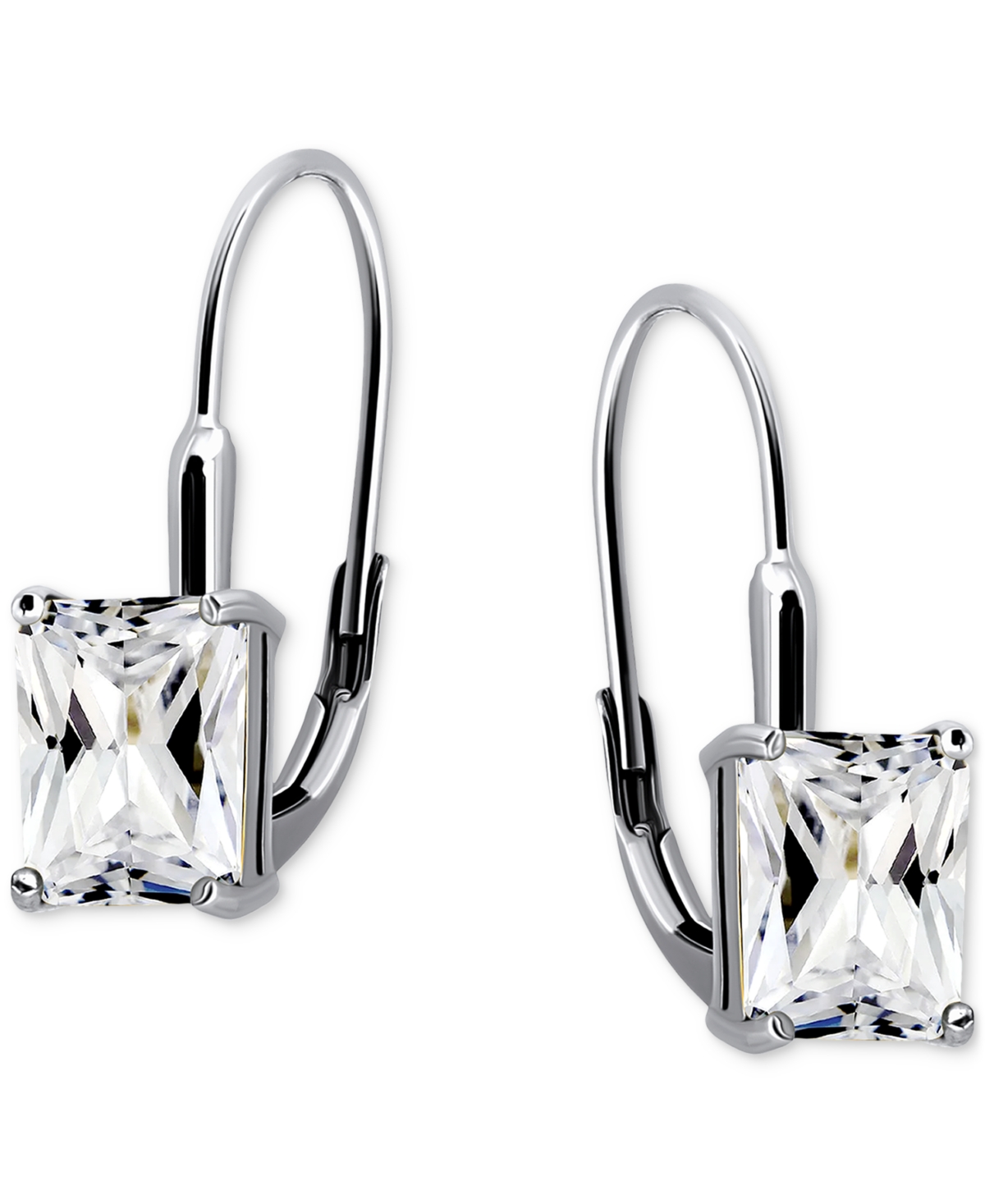 Giani Bernini Cubic Zirconia Octagon Leverback Drop Earrings In Sterling Silver, Macy's Exclusive In Silver