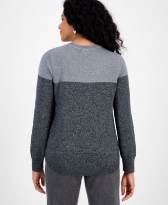 Petite Colorblock Cotton Sweater, Macy's Exclusive