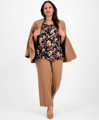 Plus Size Printed Cowl-Neck Sleeveless Blouse 