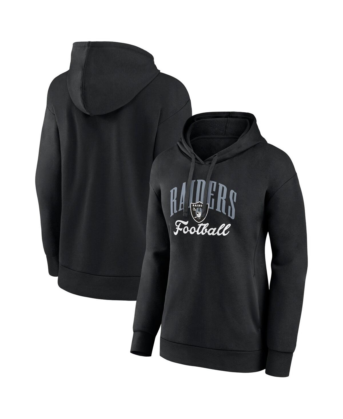 Women's Black Las Vegas Raiders Team Logo Victory Script Pullover Hoodie - Black