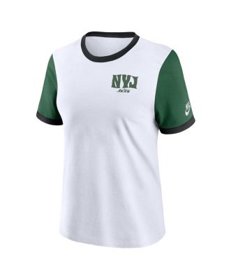Women's White New York Jets Rewind Ringer Tri-Blend T-Shirt