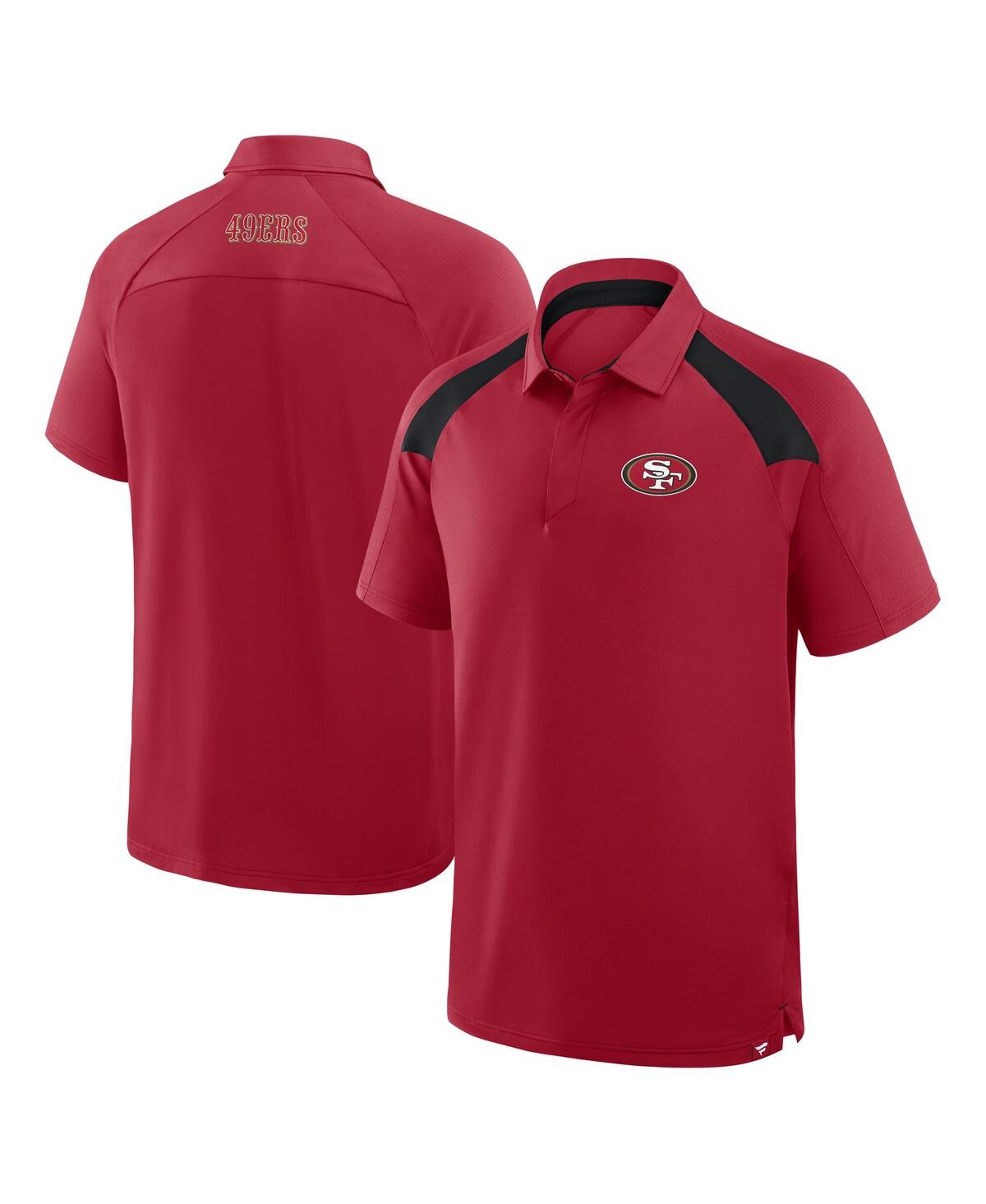 Men's Scarlet San Francisco 49ers Back Around Raglan Polo Shirt - Scarlet