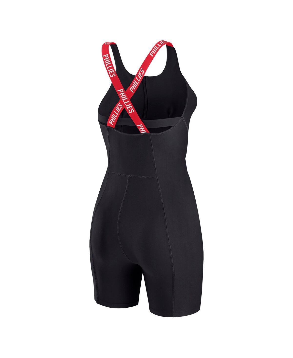 Wear By Erin Andrews Women's Black Philadelphia Phillies Bodycon Quarter-zip Romper In Black