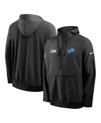 Men's Black Detroit Lions Sideline Alt Pack Anorak Half-Zip Hoodie Jacket