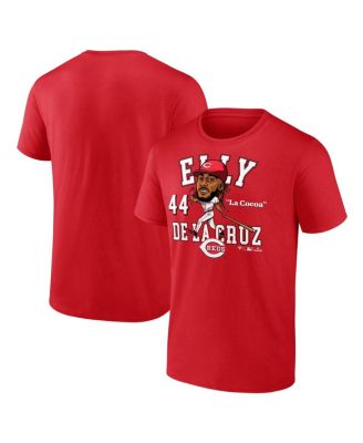 Fanatics - Men's Elly De La Cruz Athletic Red Cincinnati Reds Hometown Caricature T-Shirt