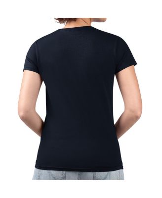 Women's Navy New York Yankees Retro Roses Fitted V-Neck T-Shirt