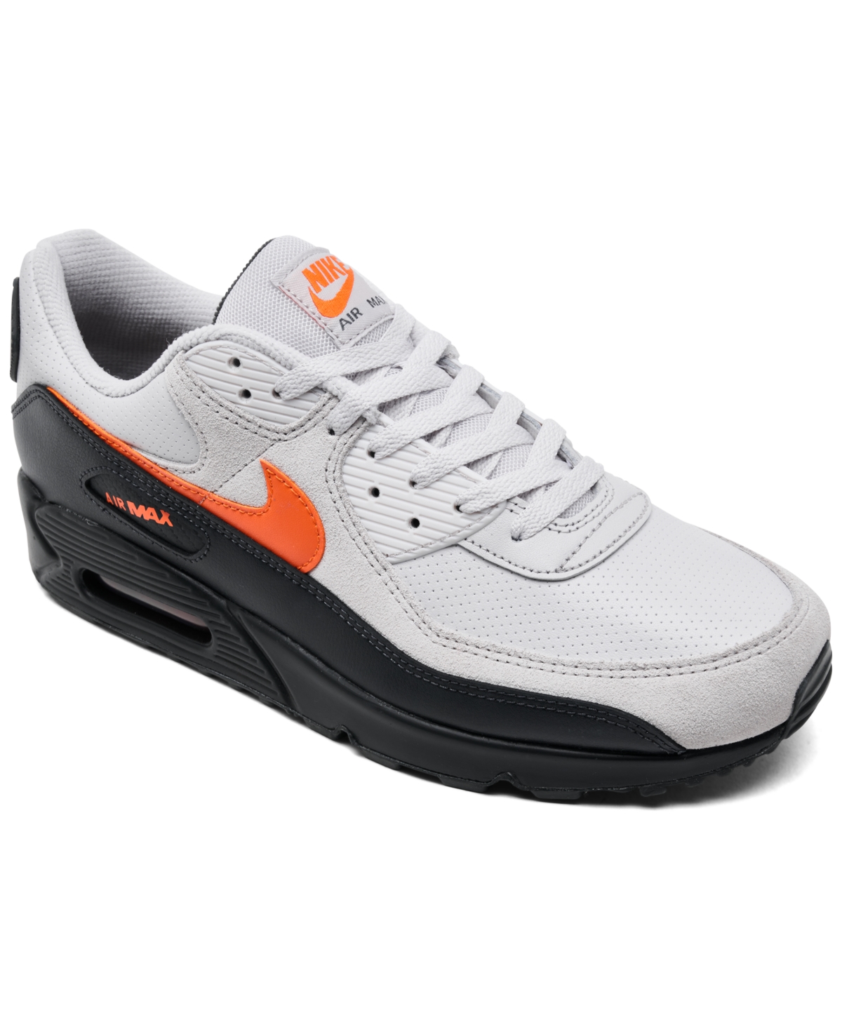 Men's Air Max 90 Casual Sneakers from Finish Line - Gray, Black, Orange