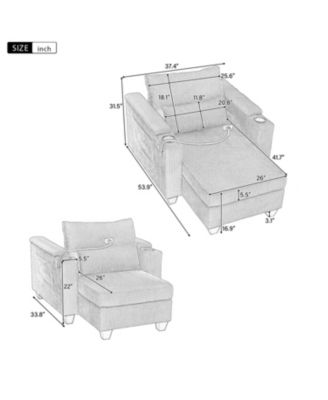 Convertible Sleeper Sofa with USB & Storage