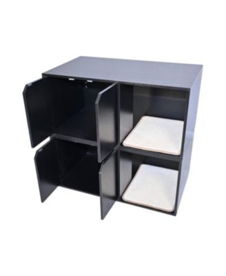 Black Cat Litter Box Enclosure Furniture with Scratch Pad