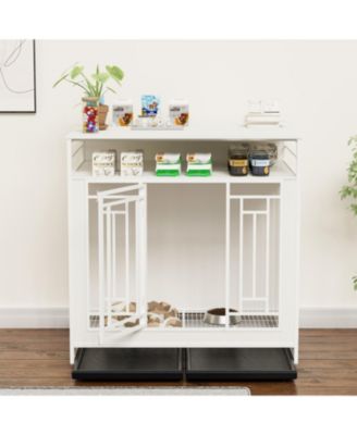 43" Dog Crate Furniture with Storage White
