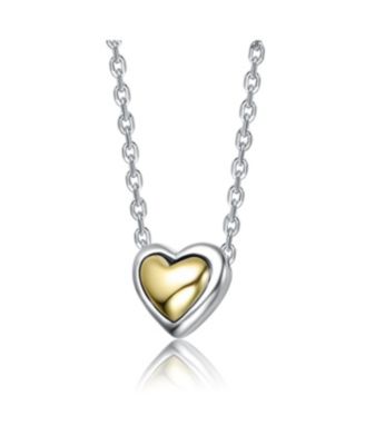 Two-Tone Sleek Heart Pendant Necklace