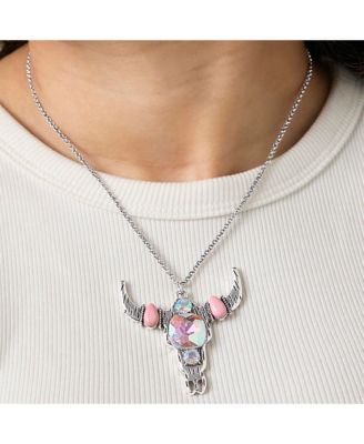 Layered Southwestern Horn Pendant and Beaded Necklace Set