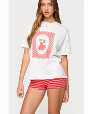 Women's Flower Vase Oversized T Shirt